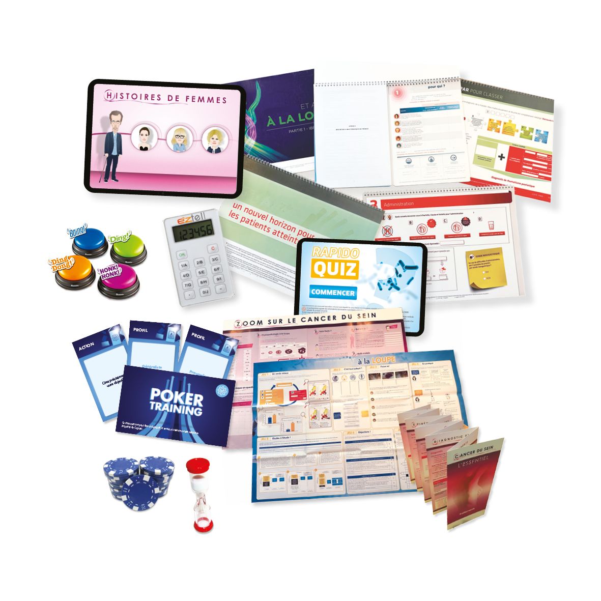 Exemples de supports : jeux de plateau, quiz, cartes, books, tablettes